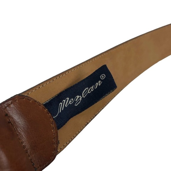 MEZLAN Parma Dama' Woven Leather Belt Brown 40 Men's - Picture 6 of 9